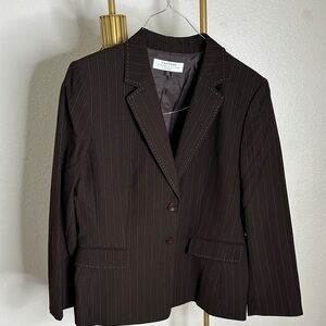 Tahari Dark Brown Pinstripe Blazer